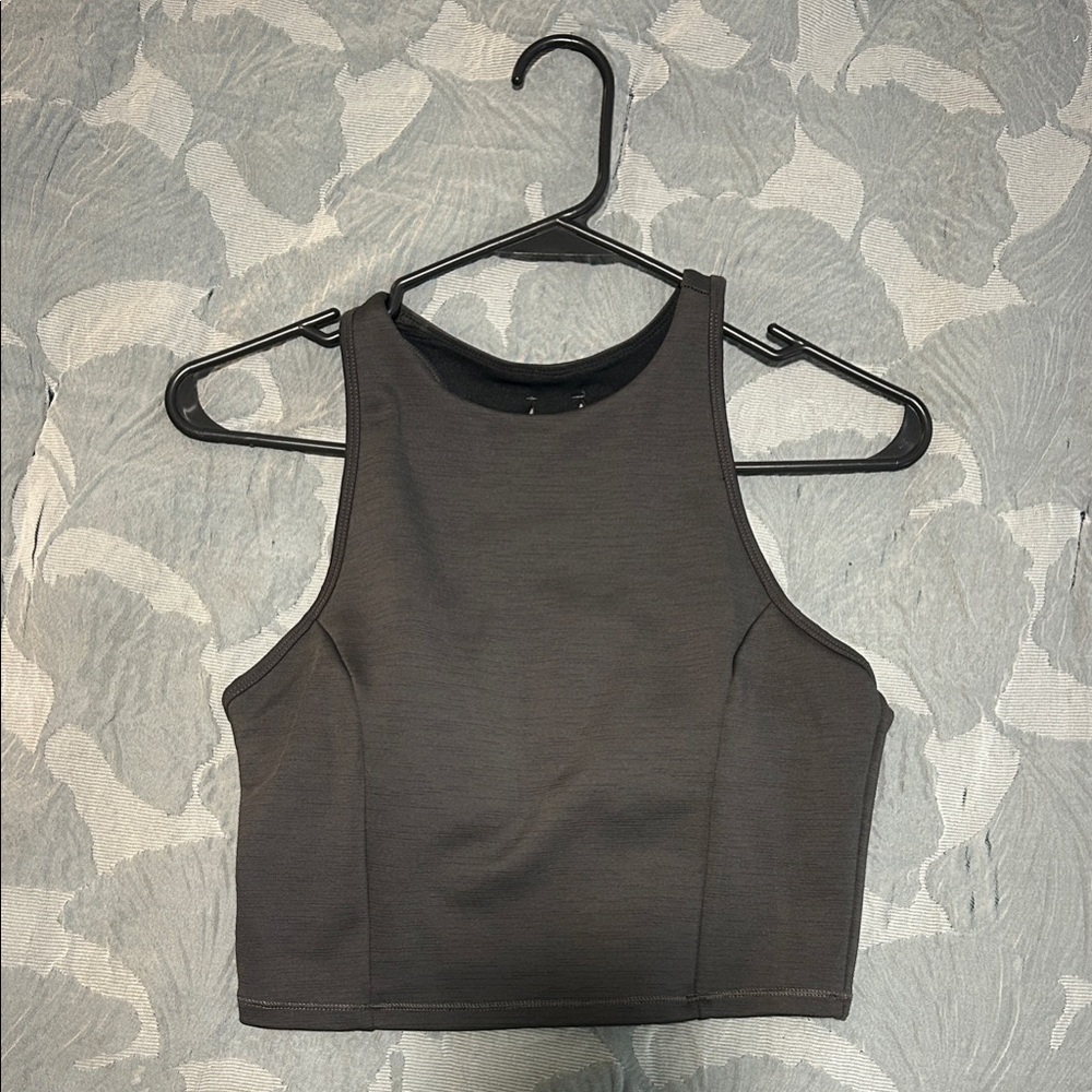 Women's Sleeveless Athletic Crop Top - Dark Grey